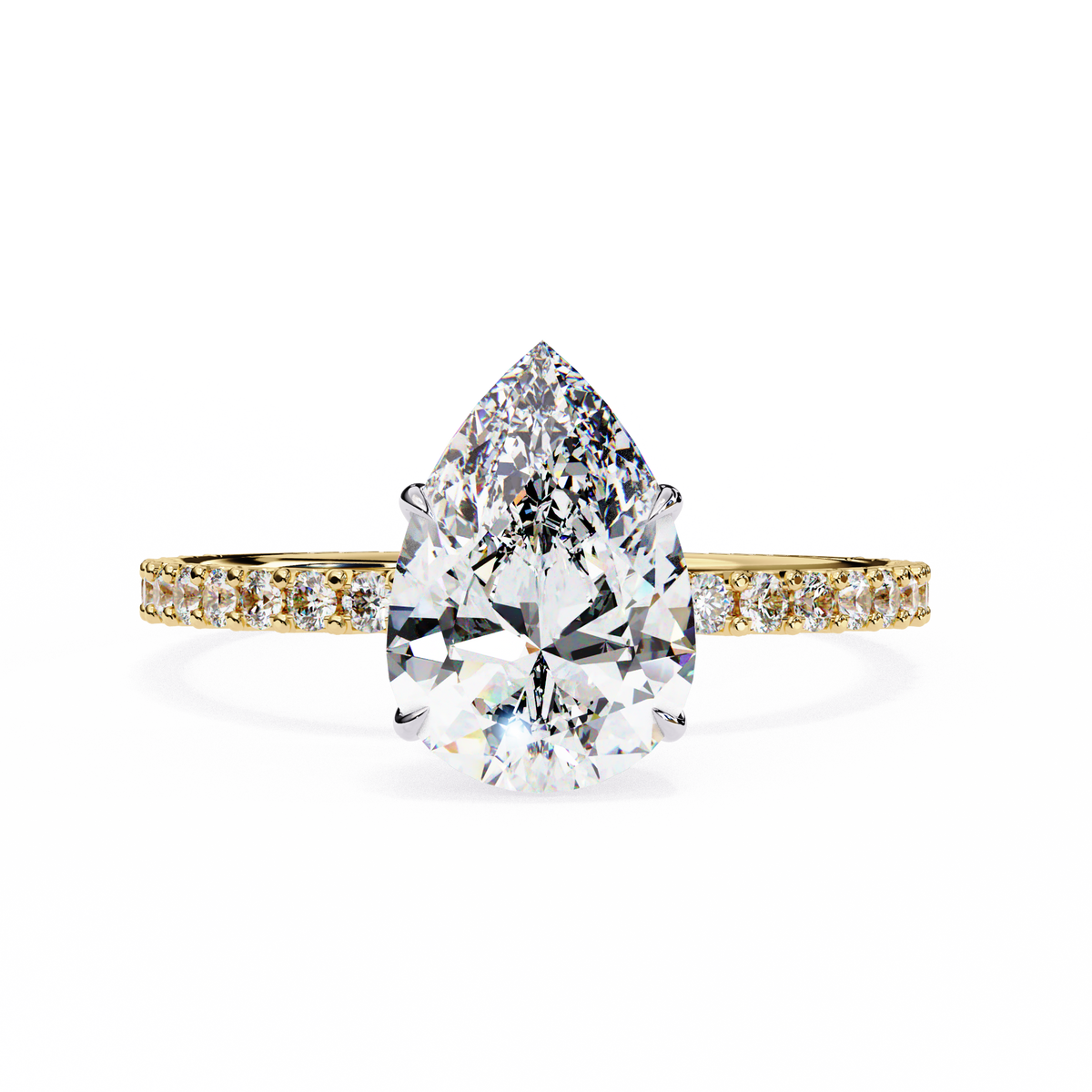 Yellow Gold Pear Cut Diamond Ring