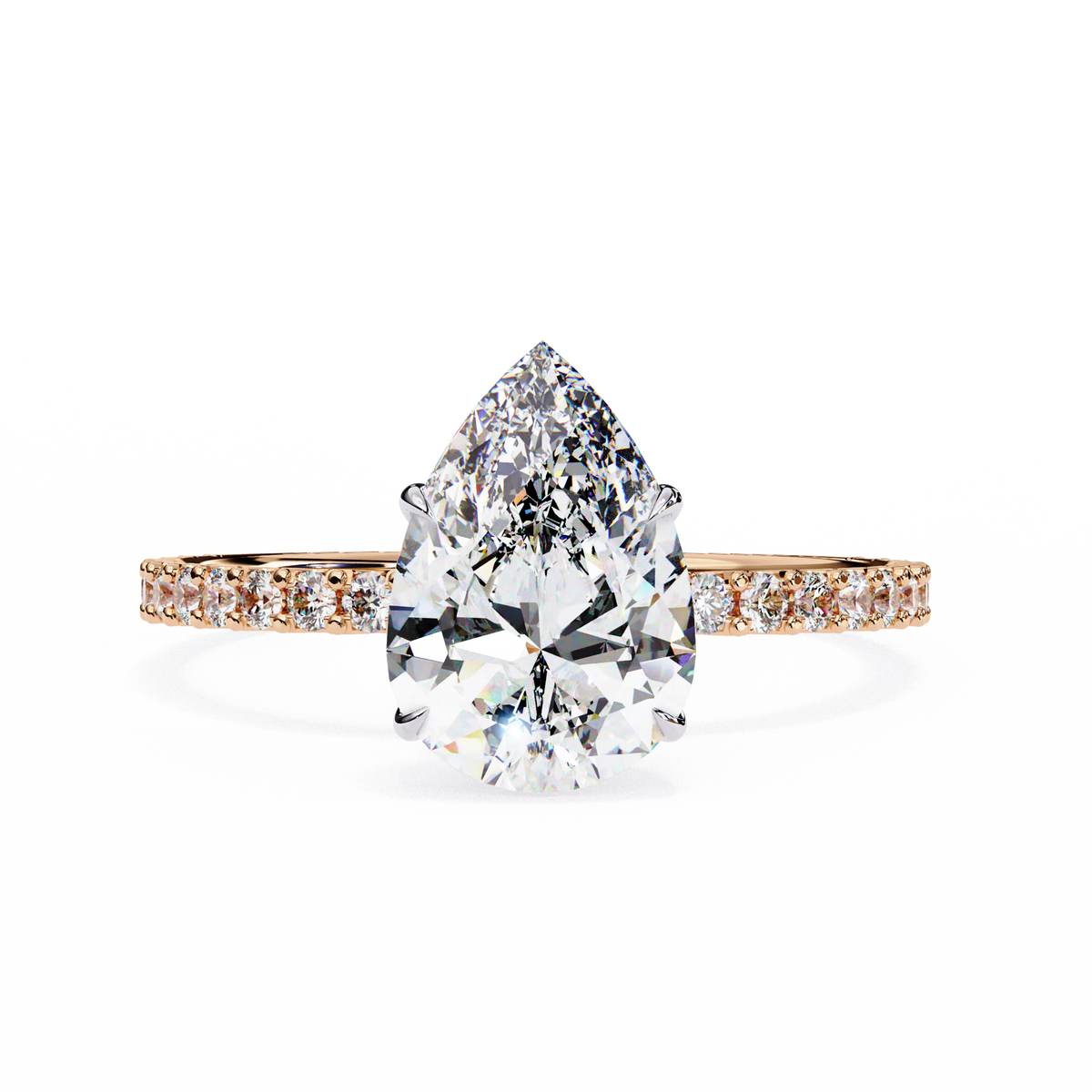 Rose Gold Pear Cut Diamond Ring