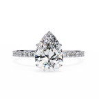 White Gold Pear Diamond Solitaire Pavé Engagement Ring