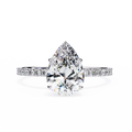 White Gold Pear Diamond Solitaire Pavé Engagement Ring