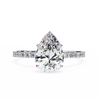 White Gold Pear Diamond Solitaire Pavé Engagement Ring