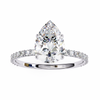 White Gold Pear Diamond Solitaire Pavé Engagement Ring