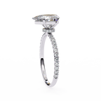 White Gold Pear Diamond Solitaire Pavé Engagement Ring