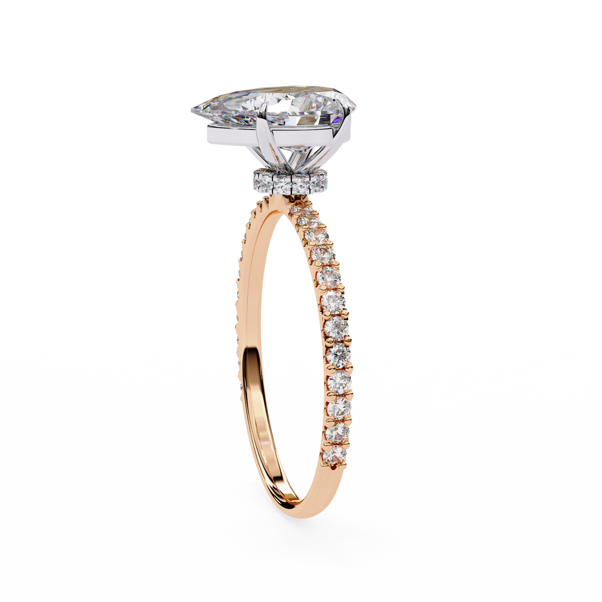 Rose Gold Pear Cut Diamond Ring