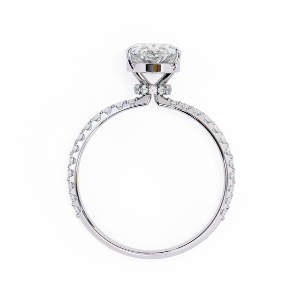White Gold Pear Diamond Solitaire Pavé Engagement Ring