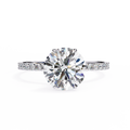 White Gold Round Diamond Solitaire Pavé Engagement Ring