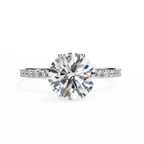 White Gold Round Diamond Solitaire Pavé Engagement Ring