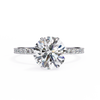 White Gold Round Diamond Solitaire Pavé Engagement Ring