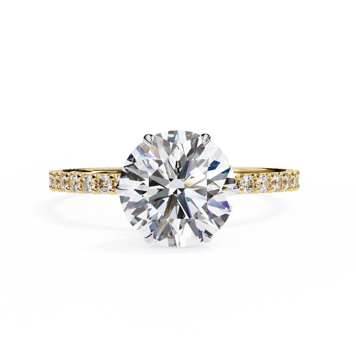 Yellow Gold Round Brilliant Diamond Ring