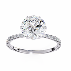 White Gold Round Diamond Solitaire Pavé Engagement Ring