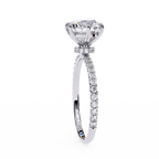 White Gold Round Diamond Solitaire Pavé Engagement Ring