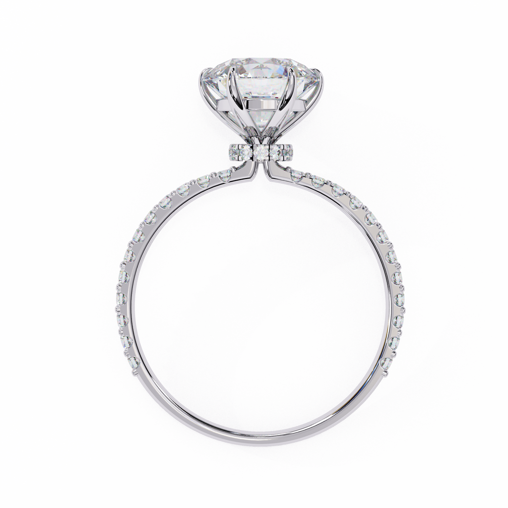 White Gold Round Diamond Solitaire Pavé Engagement Ring