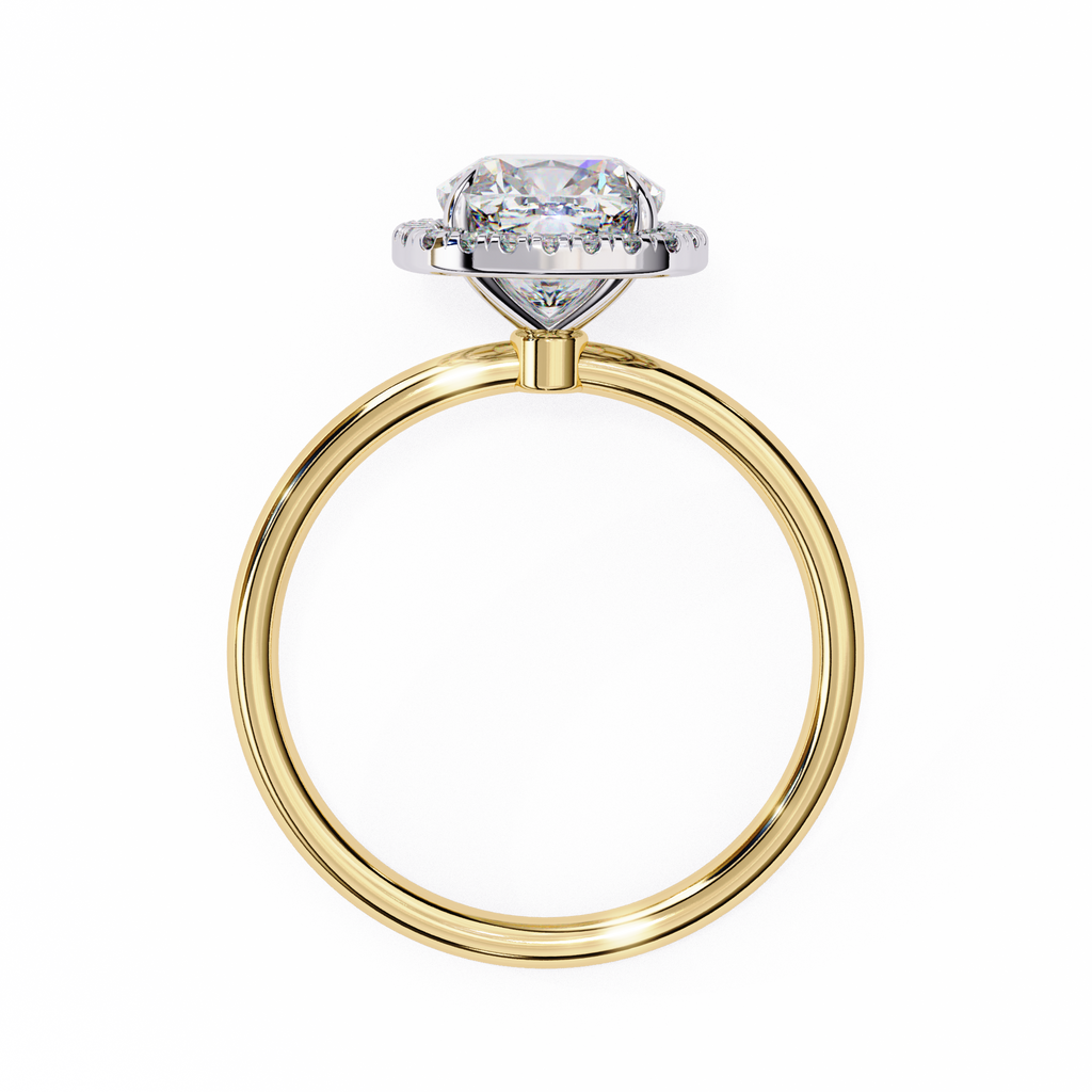 Yellow Gold Cushion Cut Halo Diamond Engagement Ring