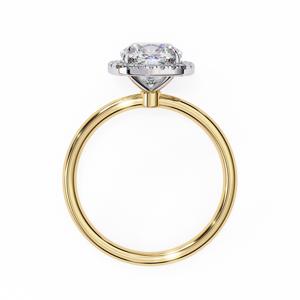 Yellow Gold Cushion Cut Halo Diamond Engagement Ring