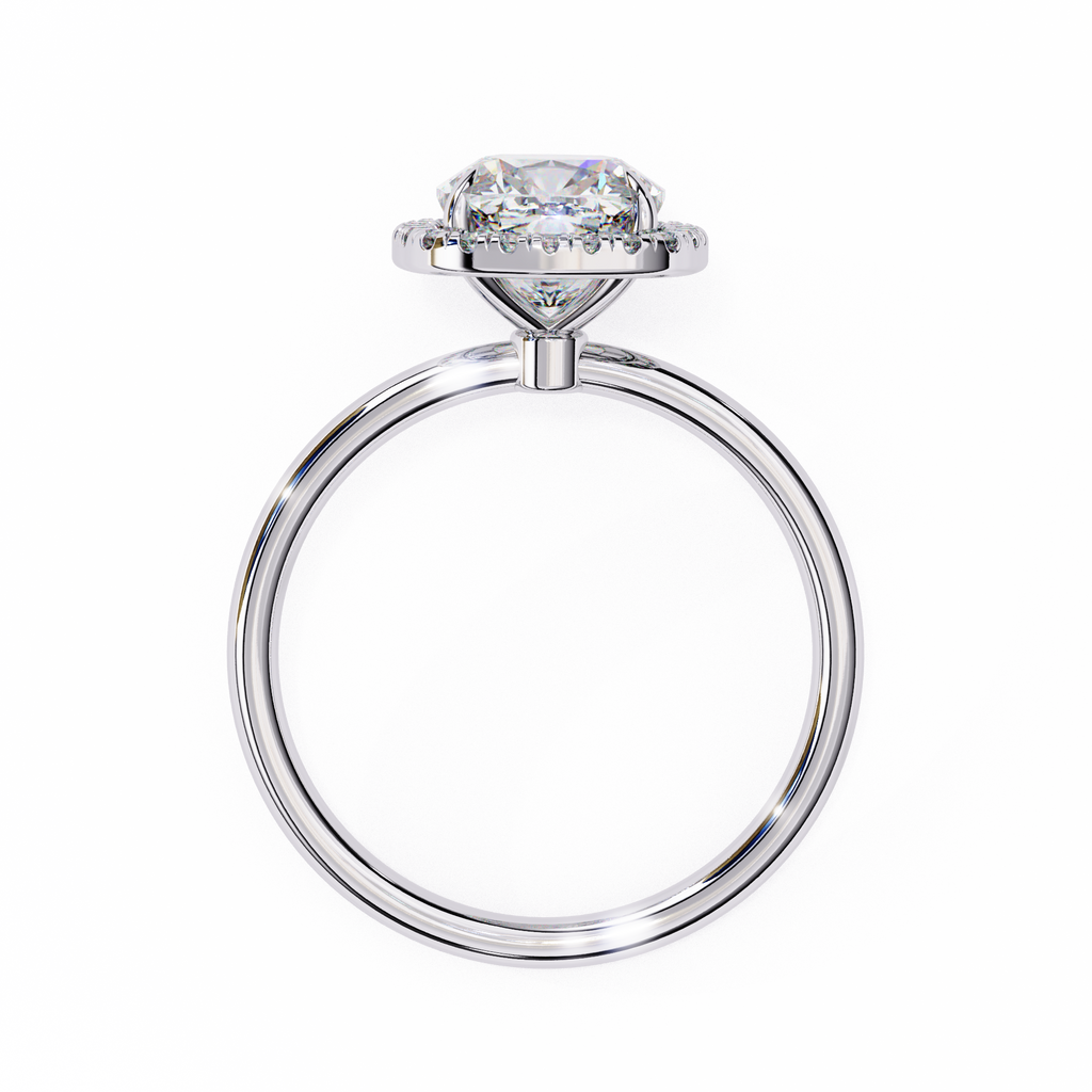 White Gold Cushion-Cut Diamond Halo Solitaire Engagement Ring