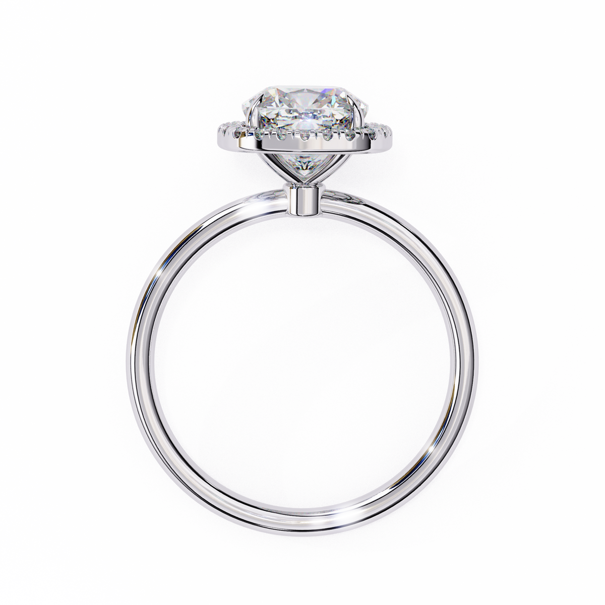 White Gold Cushion-Cut Diamond Halo Solitaire Engagement Ring