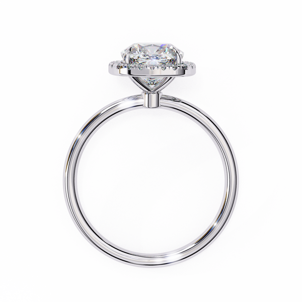 White Gold Cushion-Cut Diamond Halo Solitaire Engagement Ring