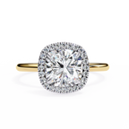 Yellow Gold Cushion Cut Halo Diamond Engagement Ring