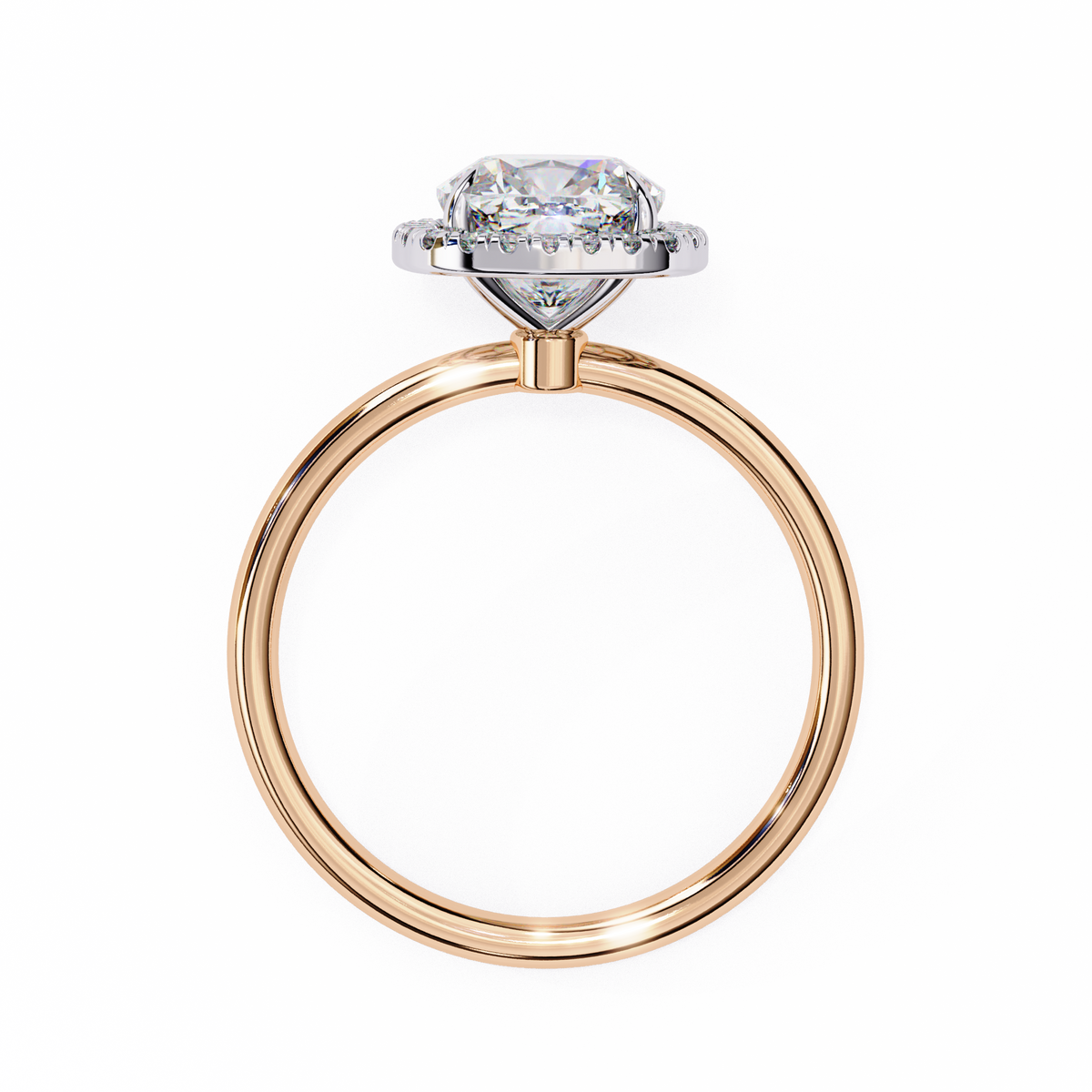 Rose Gold Cushion Cut Halo Diamond Engagement Ring