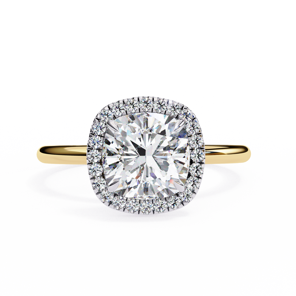 Rose Gold Cushion Cut Halo Diamond Engagement Ring