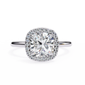 White Gold Cushion-Cut Diamond Halo Solitaire Engagement Ring