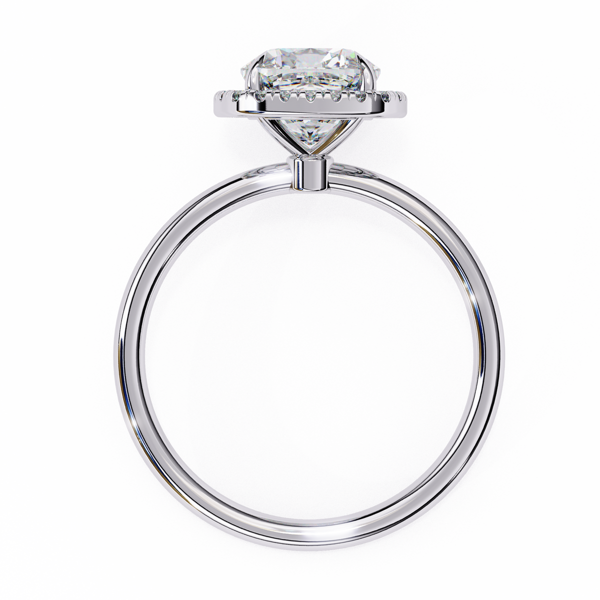 White Gold Cushion-Cut Diamond Halo Solitaire Engagement Ring