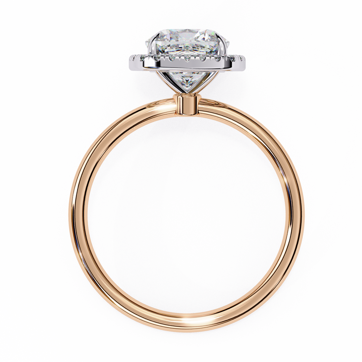 Rose Gold Cushion Cut Halo Diamond Engagement Ring