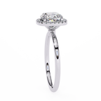 White Gold Cushion-Cut Diamond Halo Solitaire Engagement Ring
