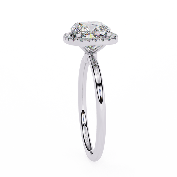 White Gold Cushion-Cut Diamond Halo Solitaire Engagement Ring