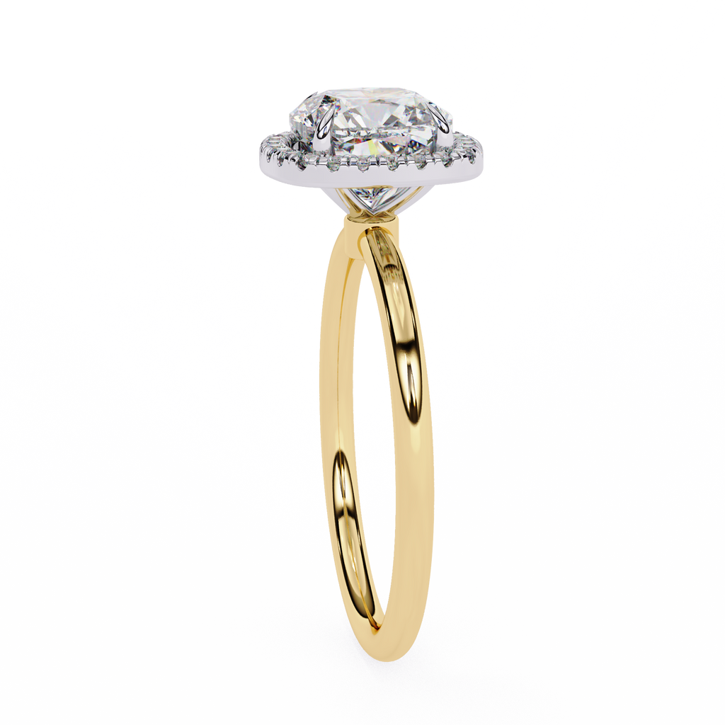 Yellow Gold Cushion Cut Halo Diamond Engagement Ring