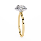 Yellow Gold Cushion Cut Halo Diamond Engagement Ring