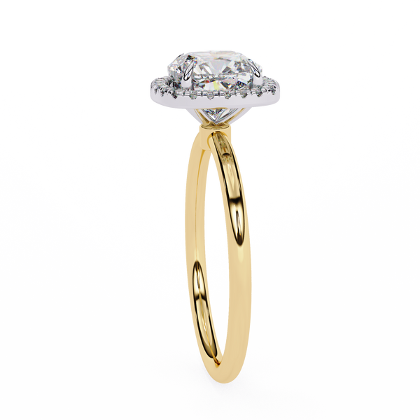 Yellow Gold Cushion Cut Halo Diamond Engagement Ring