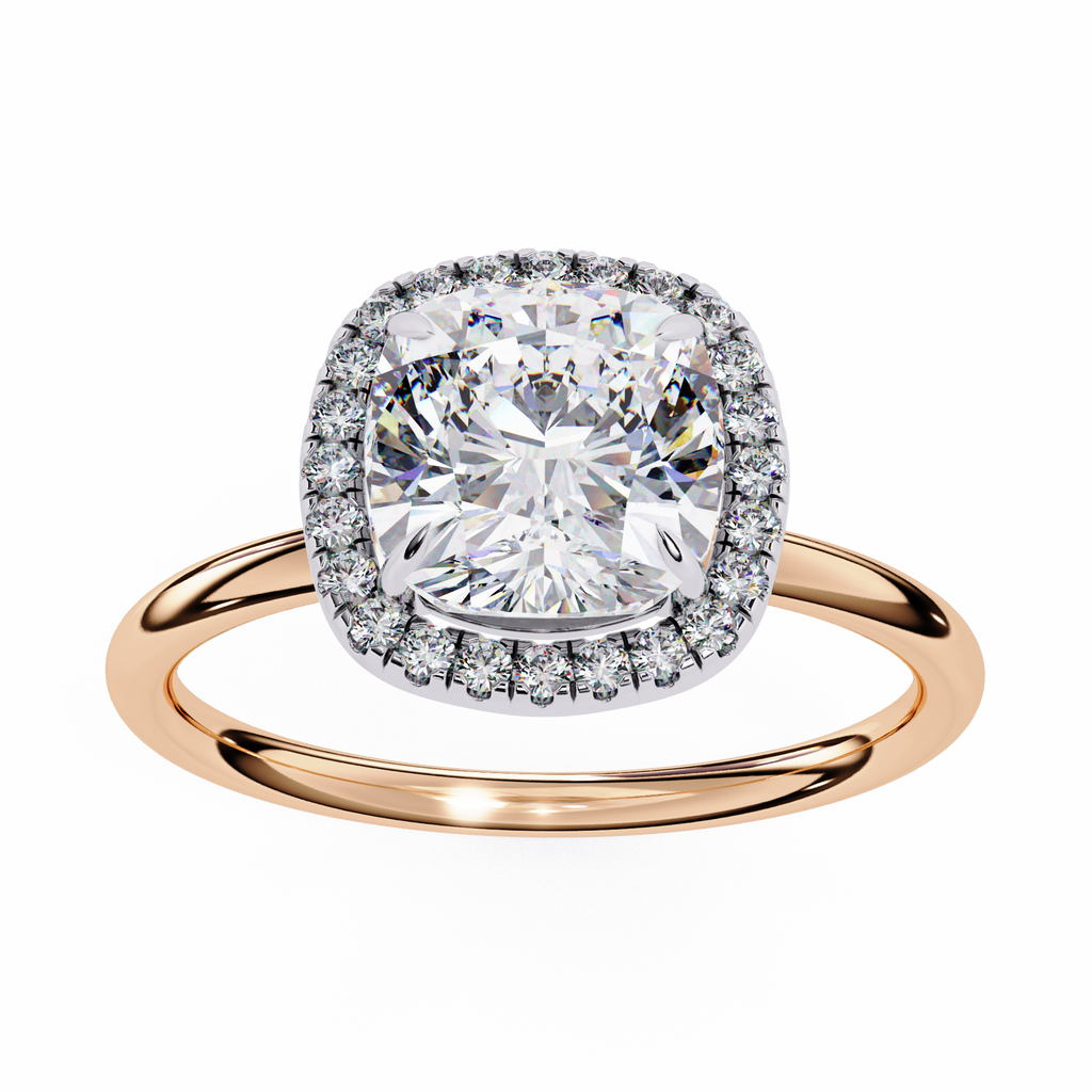 Rose Gold Cushion Cut Halo Diamond Engagement Ring