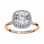 Rose Gold Cushion Cut Halo Diamond Engagement Ring