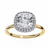 Yellow Gold Cushion Cut Halo Diamond Engagement Ring