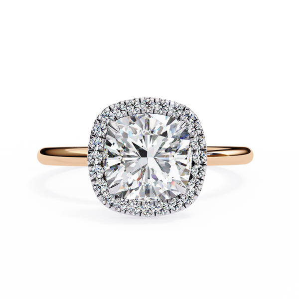 Rose Gold Cushion Cut Halo Diamond Engagement Ring