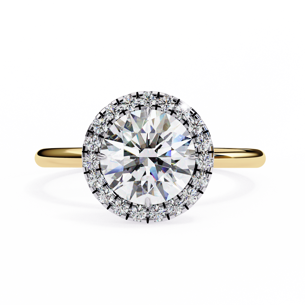 Yellow Gold Round Brilliant Halo Diamond Engagement Ring