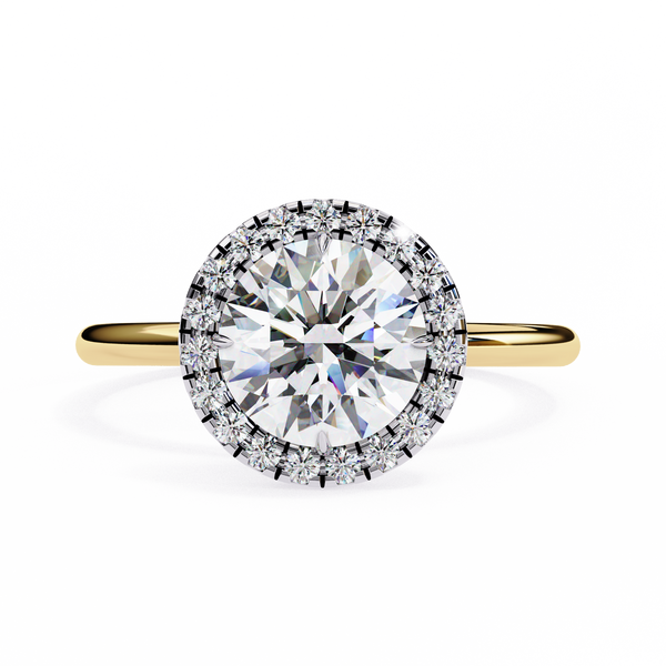 Yellow Gold Round Brilliant Halo Diamond Engagement Ring