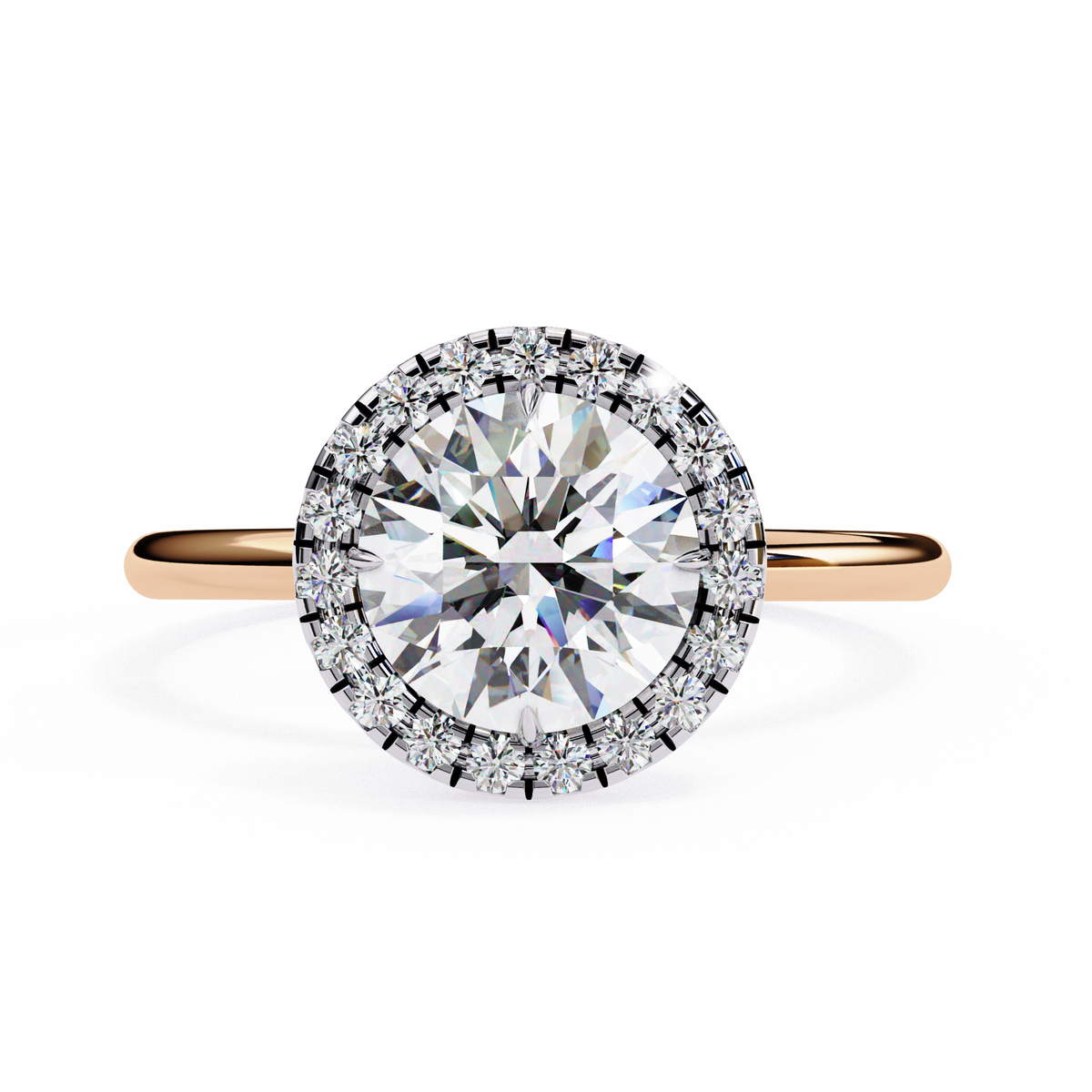 Rose Gold Round Brilliant Halo Diamond Engagement Ring