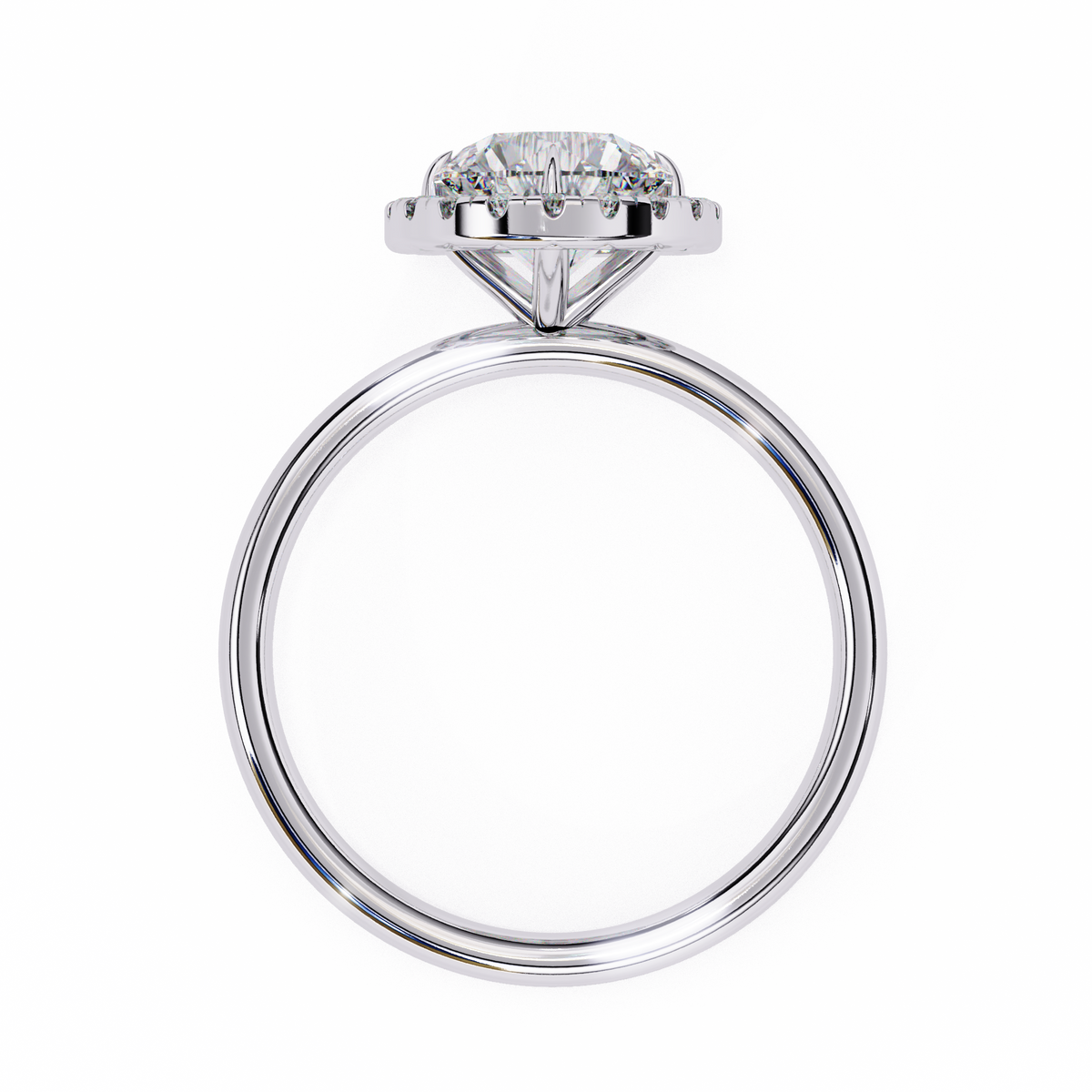 White Gold Round Diamond Halo Solitaire Engagement Ring