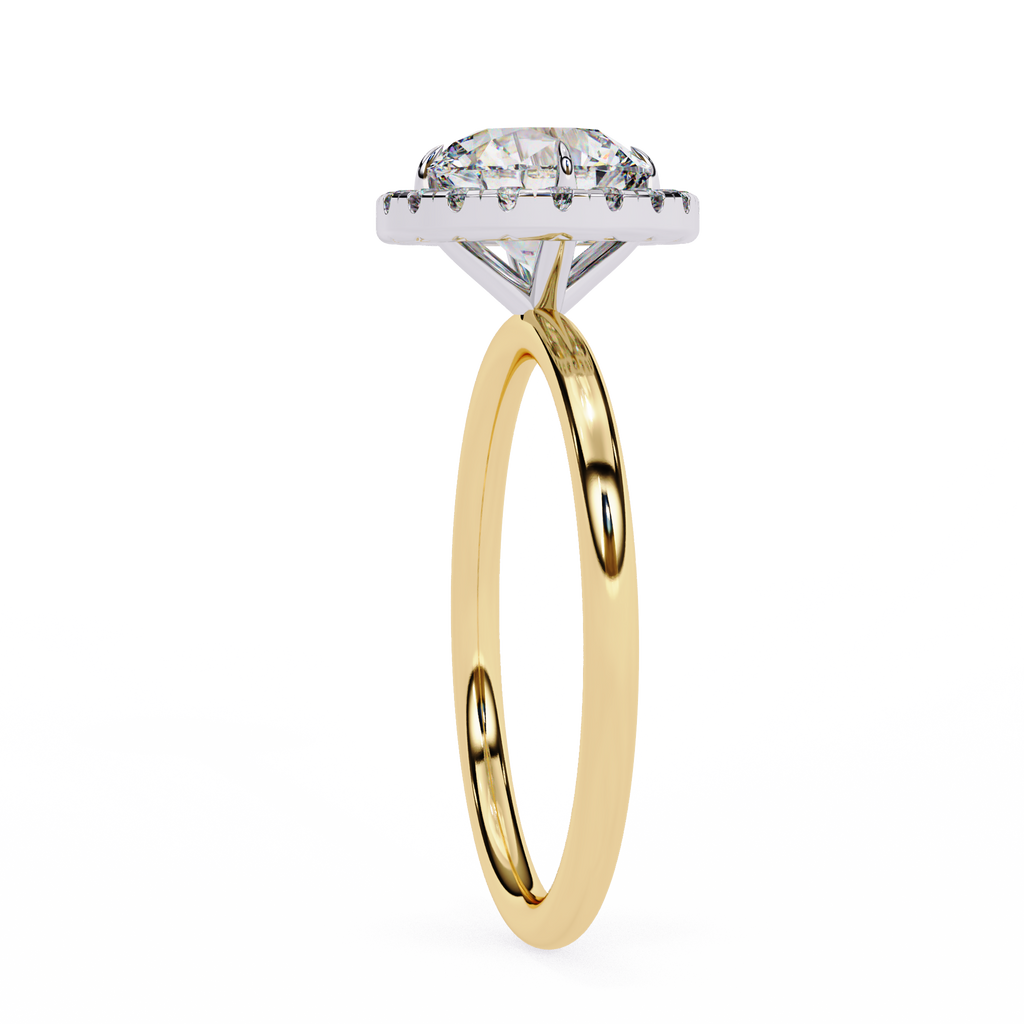 Yellow Gold Round Brilliant Halo Diamond Engagement Ring