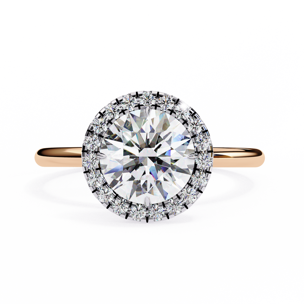 Rose Gold Round Brilliant Halo Diamond Engagement Ring