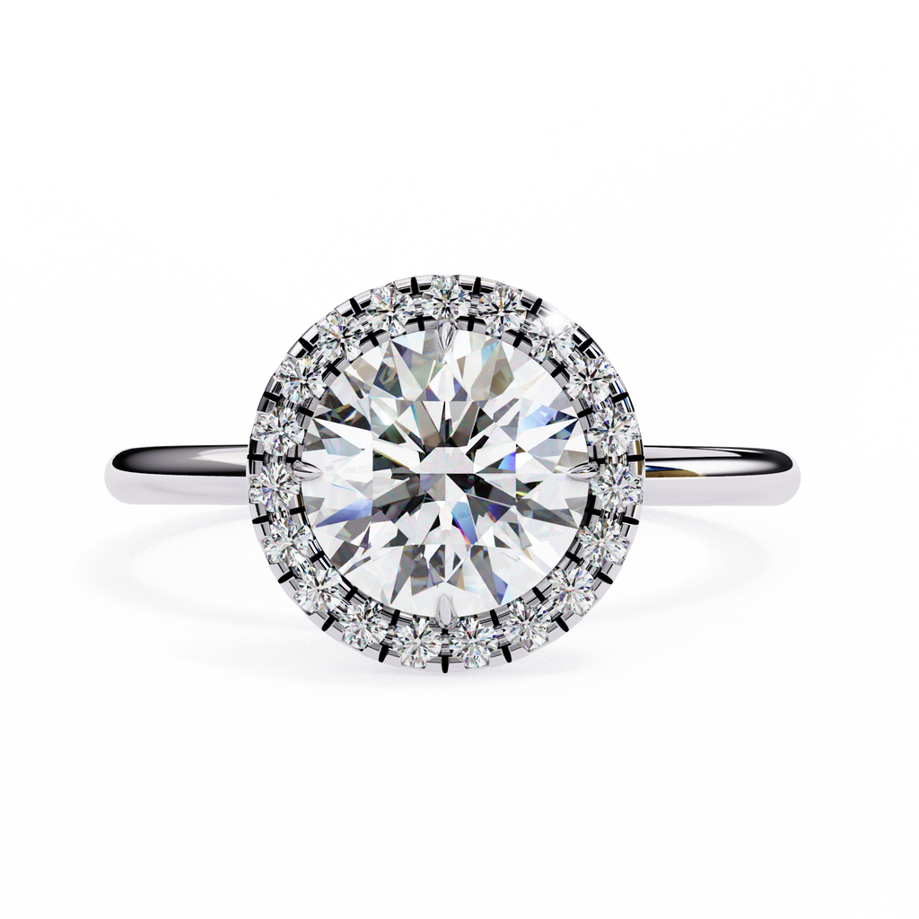 White Gold Round Diamond Halo Solitaire Engagement Ring
