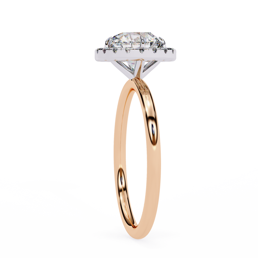 Rose Gold Round Brilliant Halo Diamond Engagement Ring