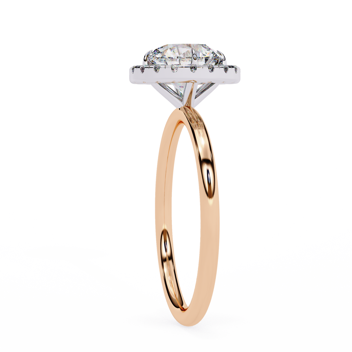 Rose Gold Round Brilliant Halo Diamond Engagement Ring