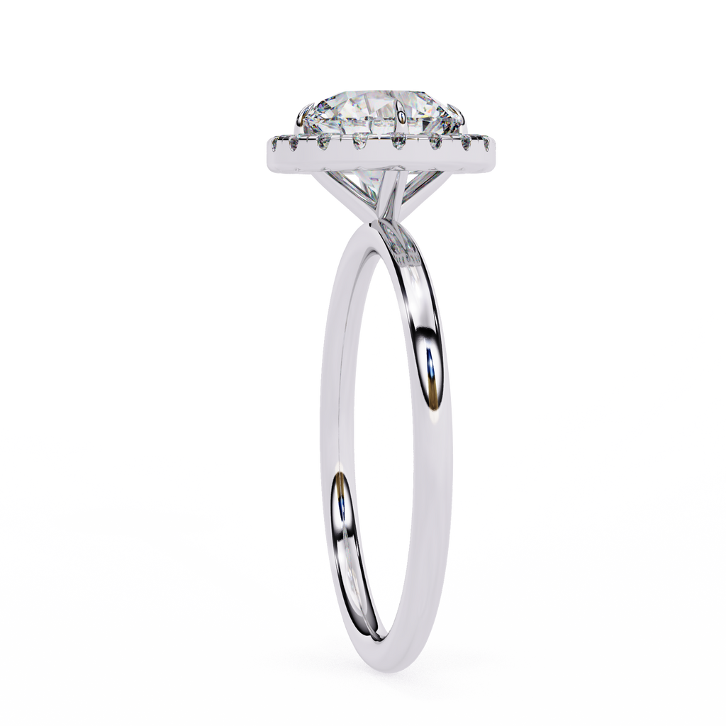 White Gold Round Diamond Halo Solitaire Engagement Ring