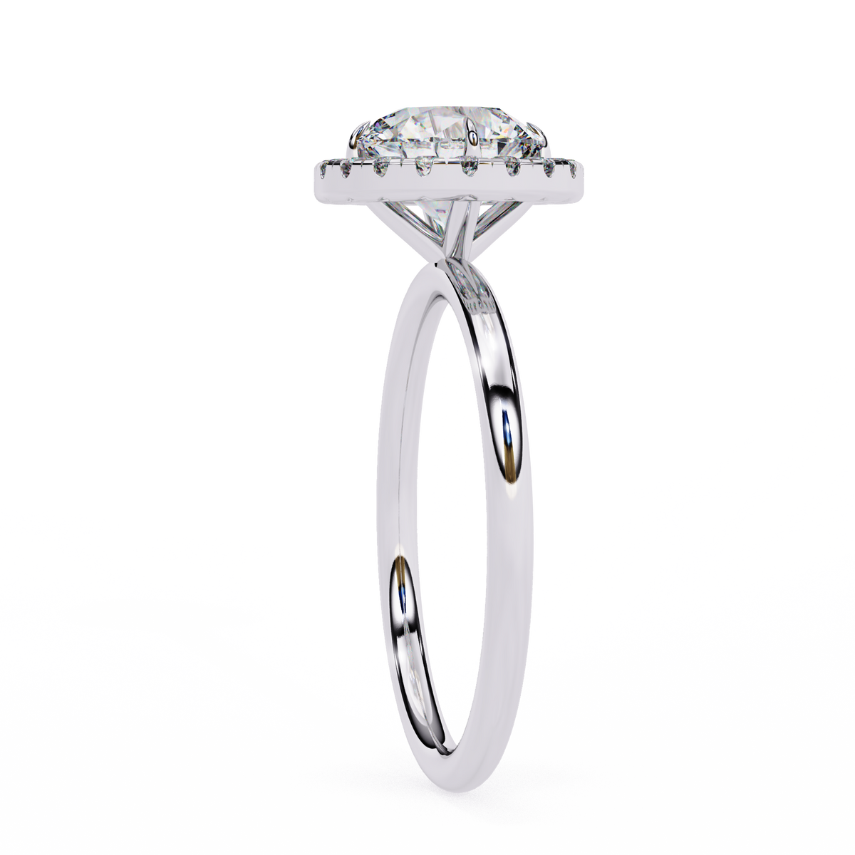 White Gold Round Diamond Halo Solitaire Engagement Ring