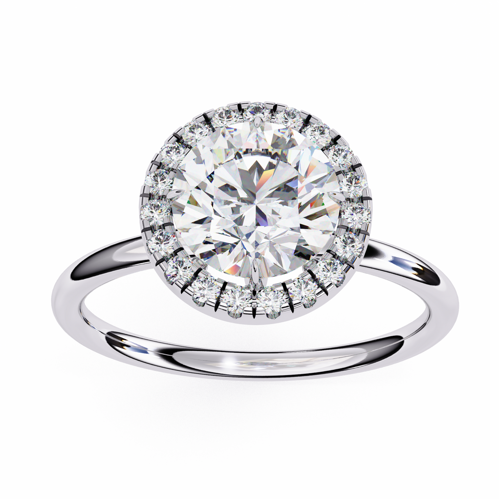 White Gold Round Diamond Halo Solitaire Engagement Ring