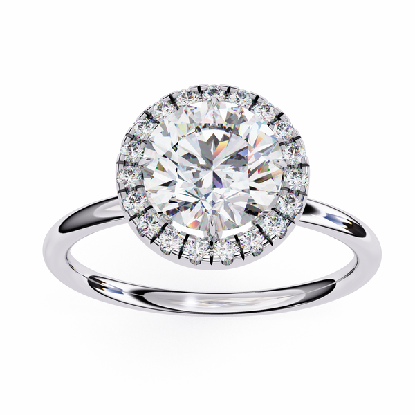 White Gold Round Diamond Halo Solitaire Engagement Ring