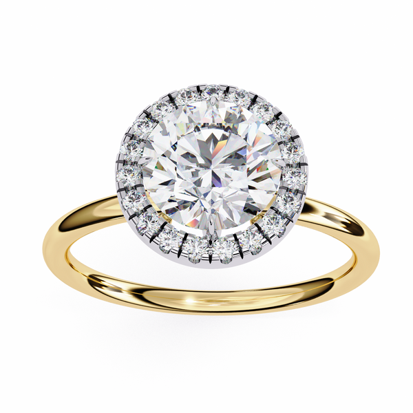 Yellow Gold Round Brilliant Halo Diamond Engagement Ring